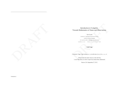 Introduction to Coalgebra. Towards Mathematics of States and Observations [draft]