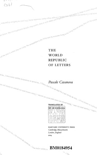 The World Republic of Letters