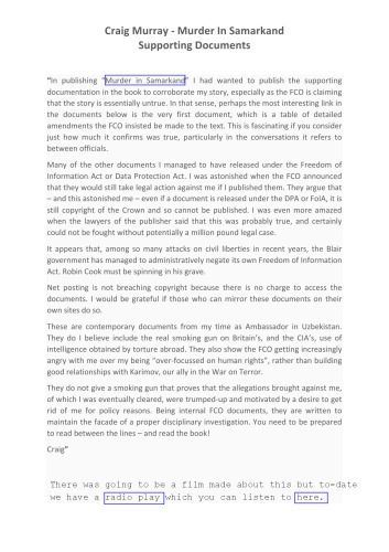 Murder In Samarkand – All Supporting Documents