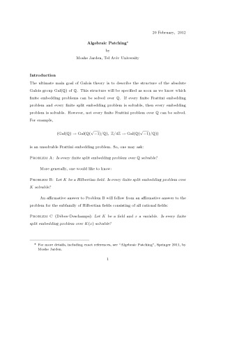 Algebraic Patching (lecture notes)