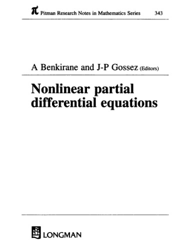 Nonlinear partial differential equations : (from a conference in Fés)