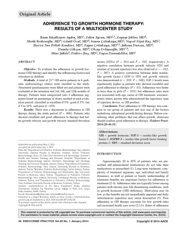 Adherence to Growth Hormone Therapy: Results of a Multicenter Study