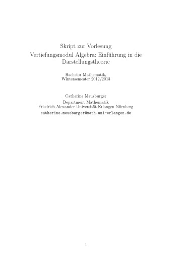 Einführung in die Darstellungstheorie [Lecture notes]