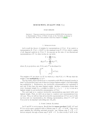 Schur-Weyl duality for U(n)