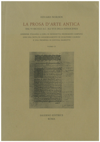La prosa d’arte antica. Dal VI secolo a.C. all’età della Rinascenza