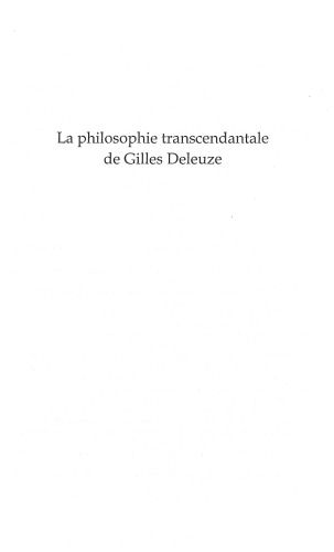 La philosophie transcendantale de Gilles Deleuze