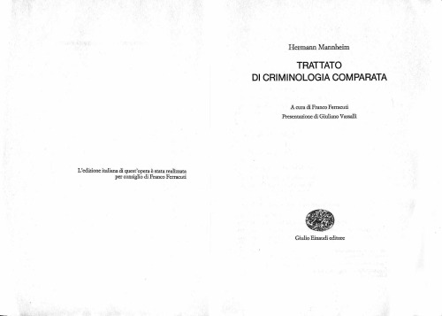 Trattato di criminologia comparata