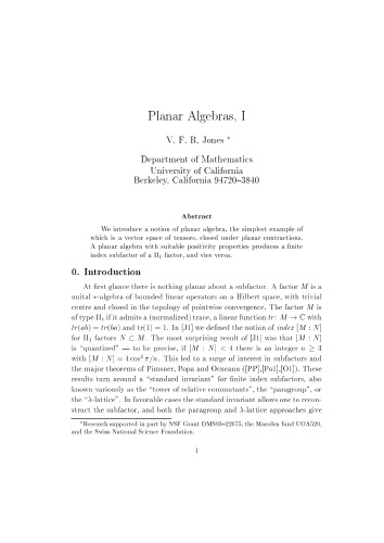 Planar Algebras, I