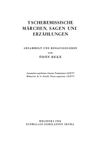 Tscheremissiche Märchen, Sagen und Erzählungen