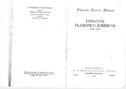 Ensayos filosofico-juridicos : 1934-1959