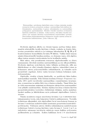 Kurssimoniste: Algebra II, mahdollisuuksia ja mahdottomuuksia [Lecture notes]