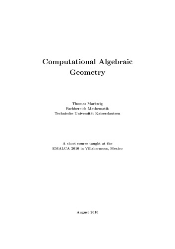 Computational Algebraic Geometry [Lecture notes]