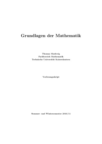 Grundlagen der Mathematik [Lecture notes]