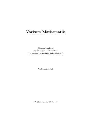 Vorkurs Mathematik [Lecture notes]