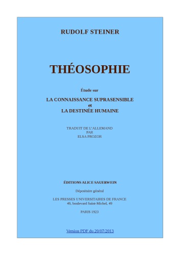 Theosophie: Étude sur la connaissance suprasensible et la destinée humaine