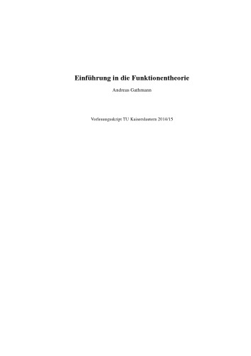 Einführung in die Funktionentheorie [Lecture notes]