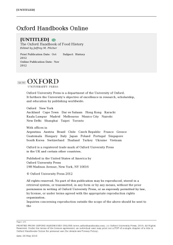 The Oxford Handbook of Food History