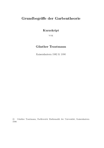 Grundbegriffe der Garbentheorie [Lecture notes]