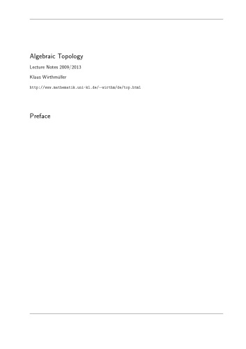 Algebraic Topology: Lecture Notes 2009/2013