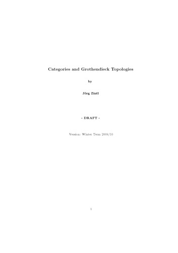 Categories and Grothendieck Topologies [Lecture notes]