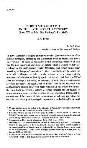 North Mesopotamia in the late 7th century: book XV of John Bar Penkāyê’s 