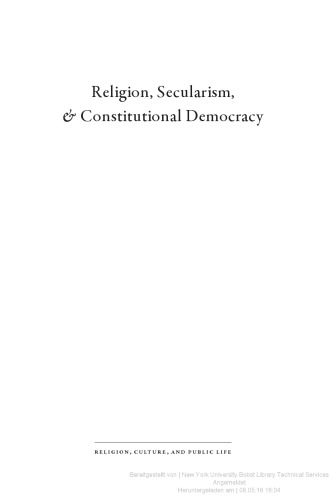 Religion, Secularism, and Constitutional Democracy