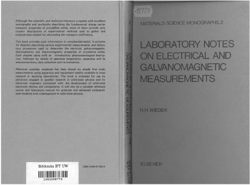 Laboratory notes on electrical and galvanomagnetic measurements