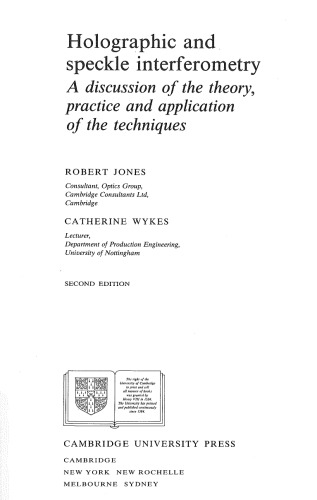 Holographic and Speckle Interferometry