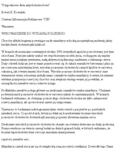 8 tygodniowa dieta antycholesterolowa