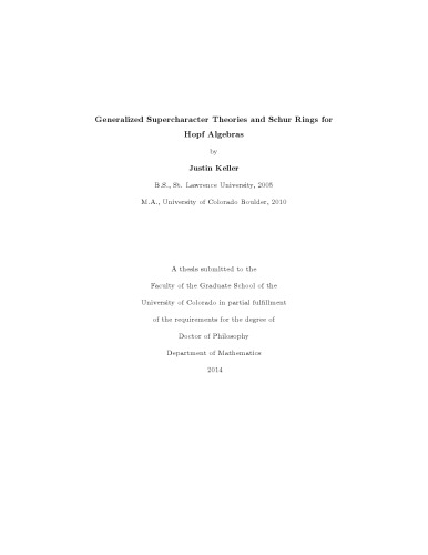 Generalized Supercharacter Theories and Schur Rings for Hopf Algebras [PhD thesis]
