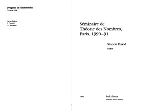 Séminaire de Théorie des Nombres, Paris, 1990-91