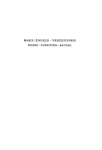 Marx-Engels-Werke (MEW) - Verzeichnis - Werke, Schriften, Artikel