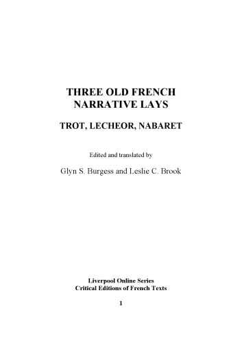 Three old French narrative lays : Trot, Lecheor, Nabaret