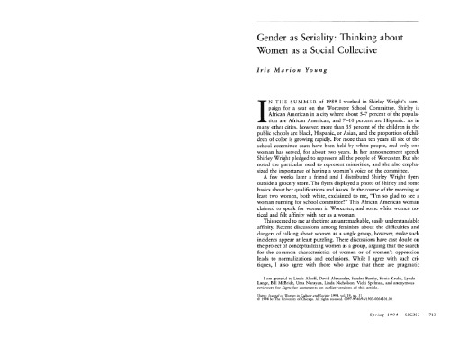 [Article] Gender as Seriality: Thinking about Women as a Social Collective