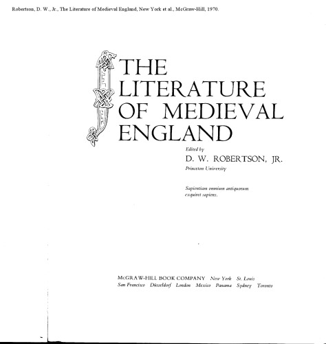 The Literature of Medieval England