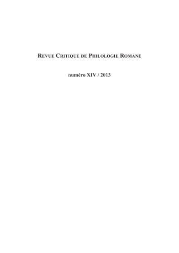 Revue critique de philologie romane - Volume 14