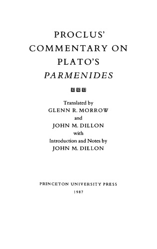 Proclus’ Commentary on Plato’s 