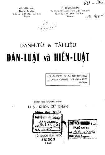 Danh tu va Tai lieu - Dan luat va Hien luat