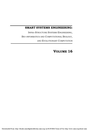 Smart system Engineering: Infra-structure Systems Engineering, Bio-informatics and Computational Biology and Evolutionary Computation
