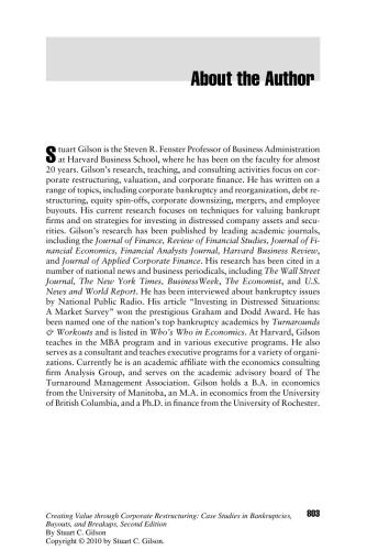 Creating value through corporate restructuring : case studies in bankruptcies, buyouts, and breakups