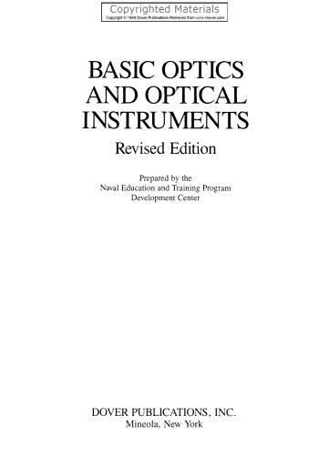 Basic Optics and Optical Instruments: Revised Edition