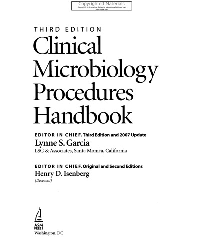 Clinical Microbiology Procedures Handbook  Volumes 1-3