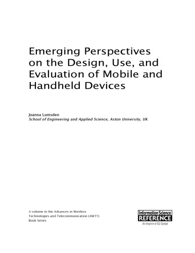 Emerging perspectives on the design, use, and evaluation of mobile and handheld devices