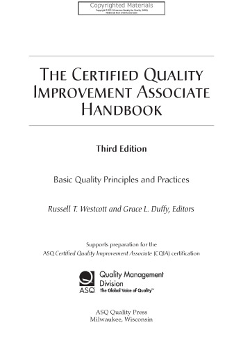 The certified quality improvement associate handbook : basic quality principles and practices