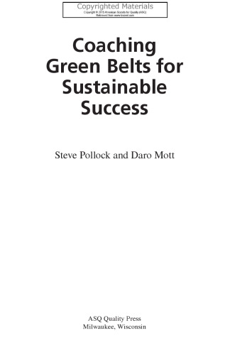 Coaching green belt projects for sustainable success