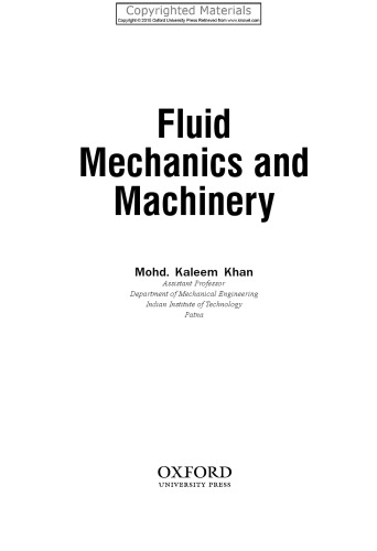 Fluid mechanics and machinery