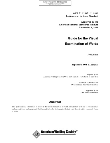 AWS B1.11M/B1.11:2015 Guide for the Visual Examination of Welds