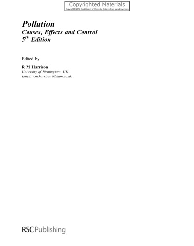 Pollution : Causes, Effects and Control