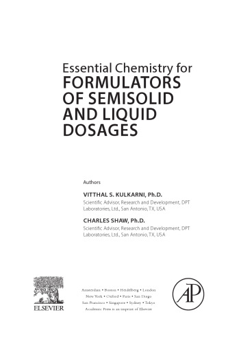 Essential Chemistry for Formulators of Semisolid and Liquid Dosages