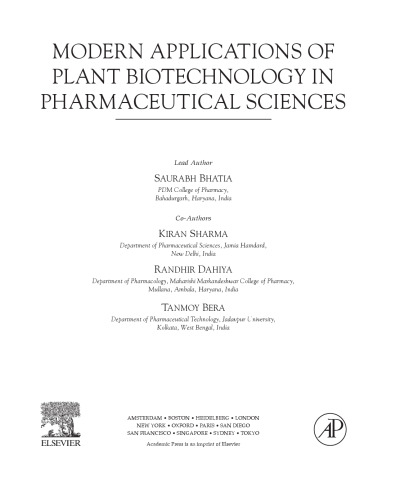 Modern Applications of Plant Biotechnology in Pharmaceutical Sciences